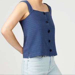 J crew textured button front tank blue - M NWT